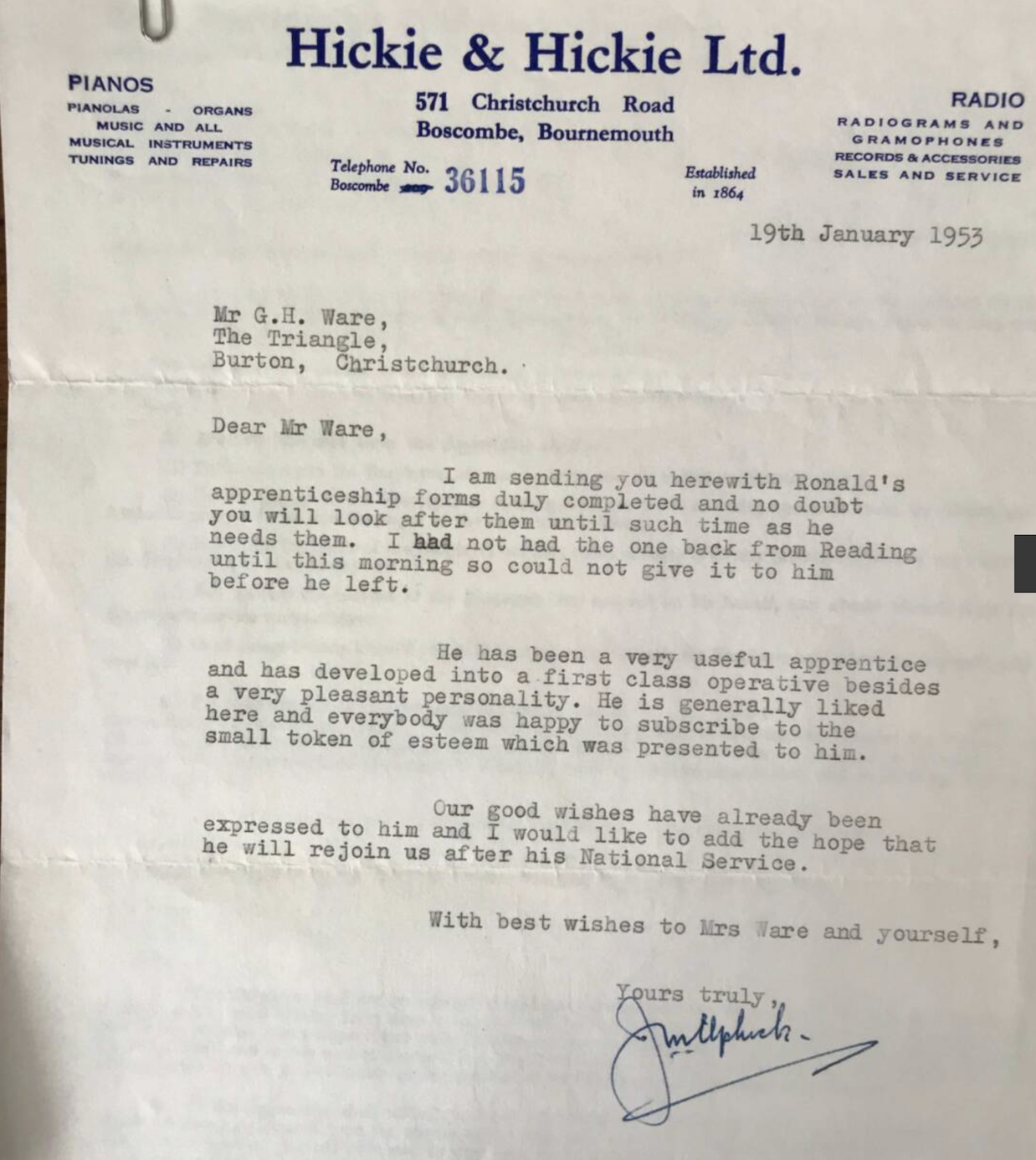 Hickie & Hickie piano