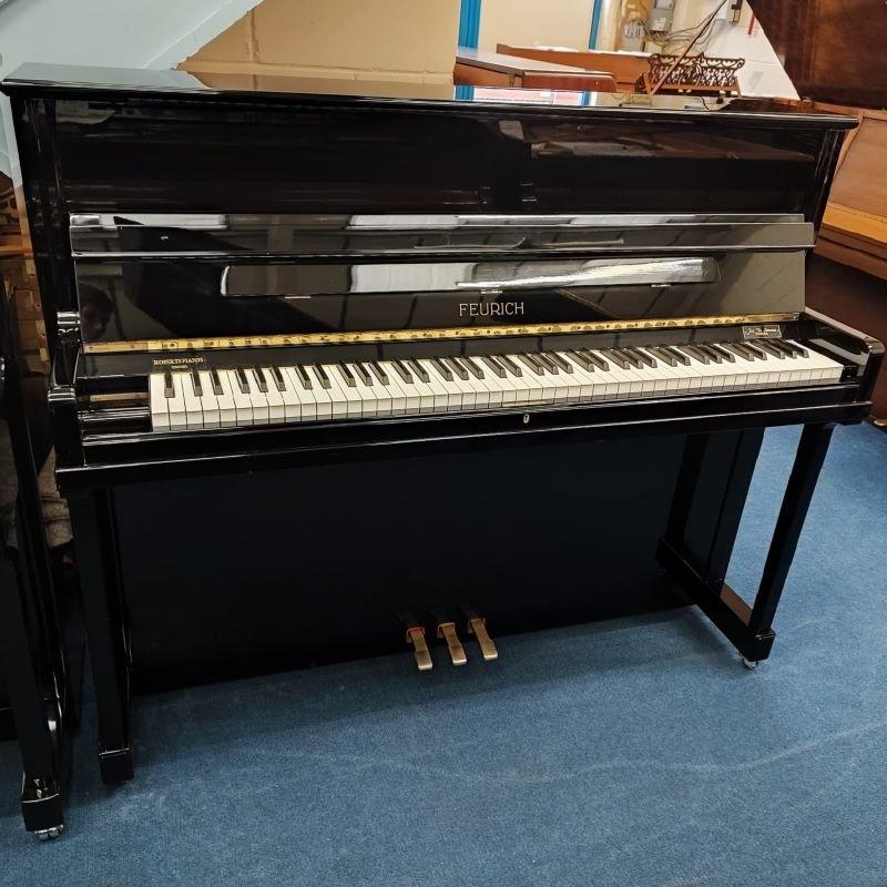 German Feurich 122 upright Piano in Black – Featured image – Roberts Pianos Oxford