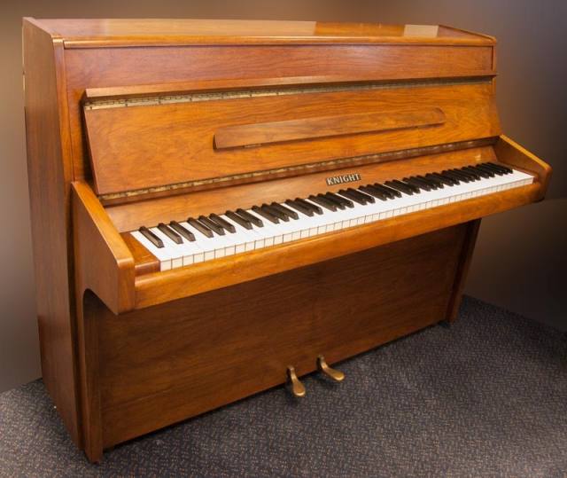 Knight K20 upright Piano in walnut – Inventory thumbnail – Roberts Pianos Oxford