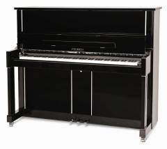 Feurich 125 upright Piano in Black Polyester – Inventory thumbnail – Roberts Pianos Oxford