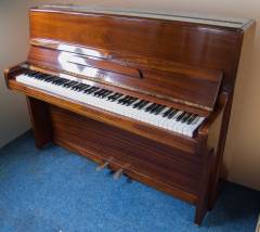 Welmar 110 upright Piano in medium-dark mahogany – Inventory thumbnail – Roberts Pianos Oxford