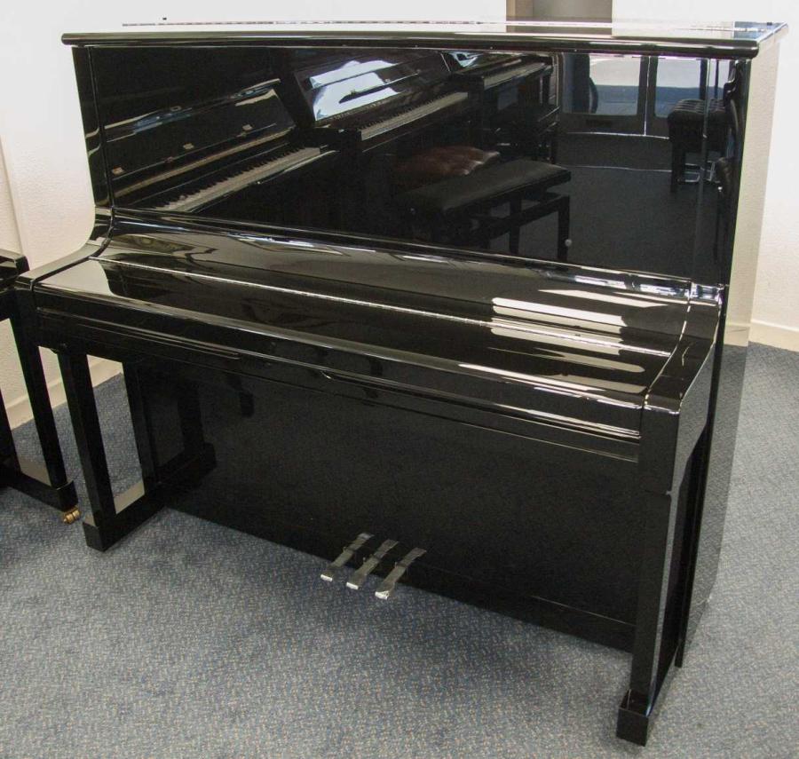 Feurich 133 upright Piano in black polyester – Gallery image – Roberts Pianos Oxford