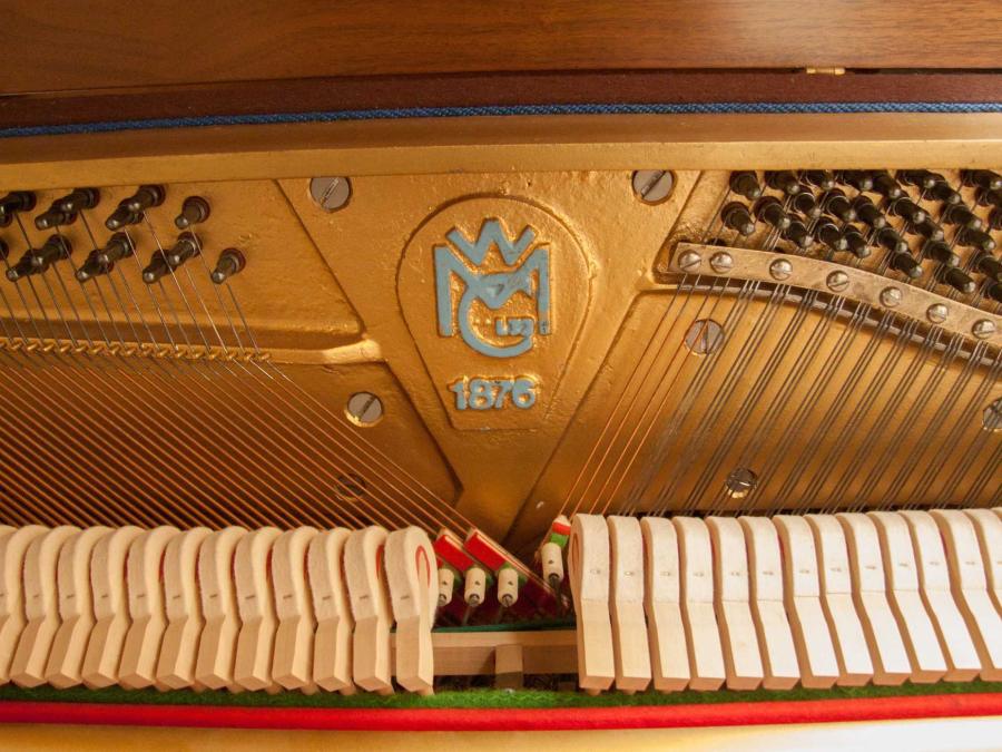 Welmar upright Piano in teak – Gallery image – Roberts Pianos Oxford