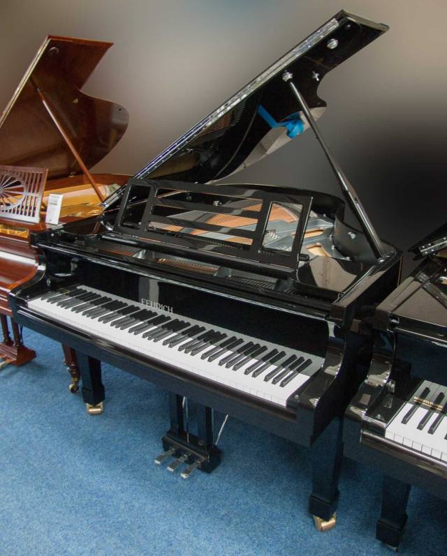 Feurich 178 grand Piano in black polyester – Inventory thumbnail – Roberts Pianos Oxford
