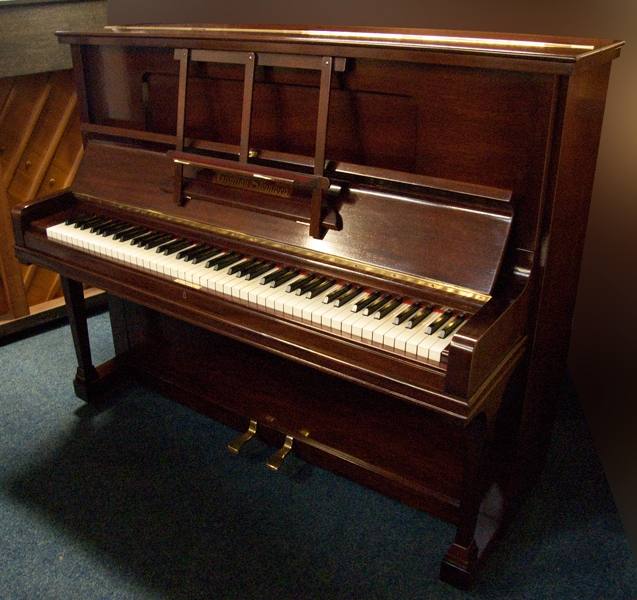 Grotrian Steinweg 120 upright Piano in mahogany – Inventory thumbnail – Roberts Pianos Oxford