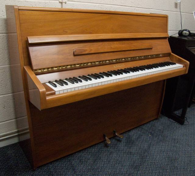 Knight K10 upright Piano in walnut – Inventory thumbnail – Roberts Pianos Oxford