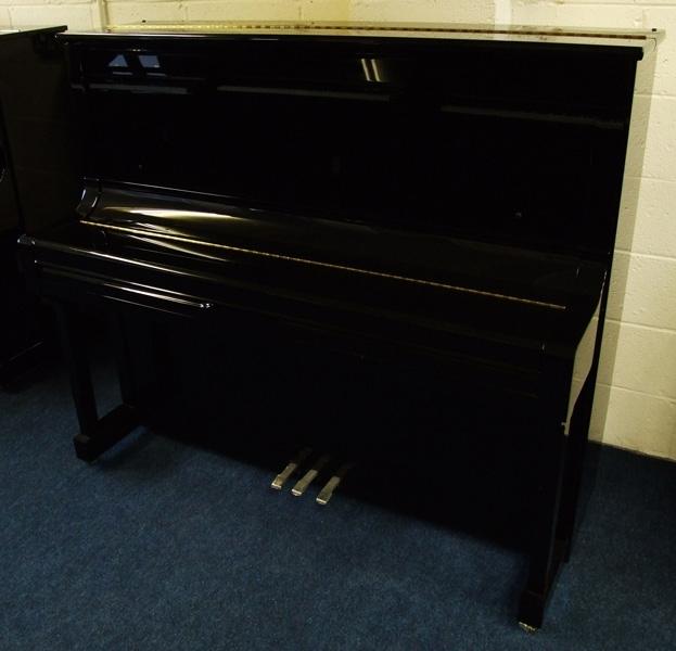 Feurich 133 upright Piano in Black Polyester – Gallery image – Roberts Pianos Oxford