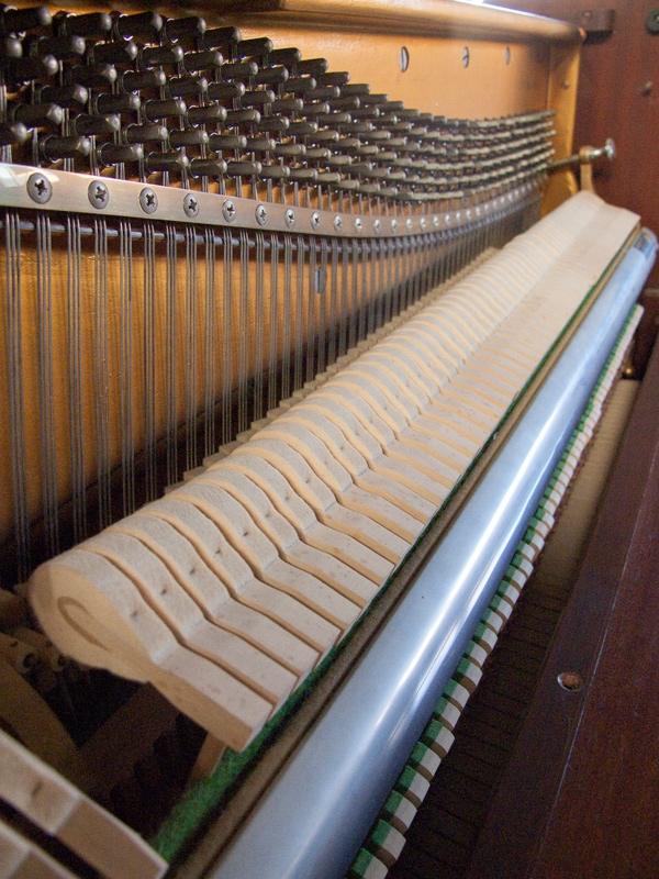 Knight K10 upright Piano in satin mahogany – Gallery image – Roberts Pianos Oxford