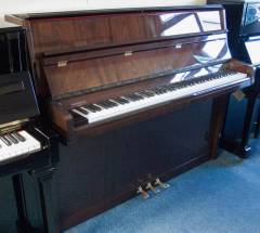 Seiler 116 upright Piano in bright walnut – Inventory thumbnail – Roberts Pianos Oxford