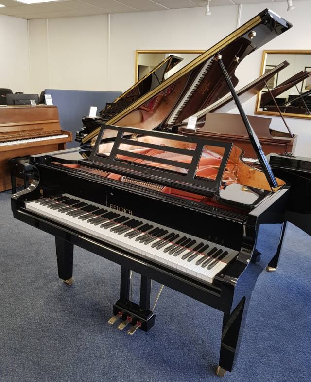 Feurich 179 grand Piano in Black polyester – Inventory thumbnail – Roberts Pianos Oxford