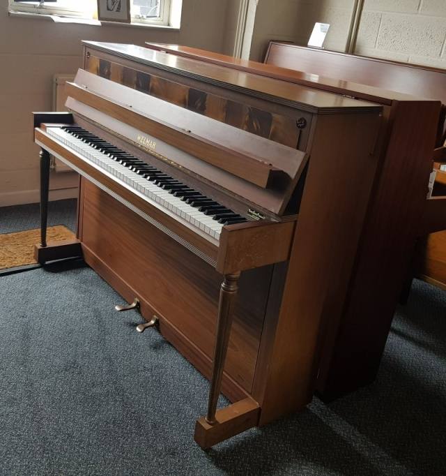 Welmar upright Piano in mahogany/walnut – Inventory thumbnail – Roberts Pianos Oxford