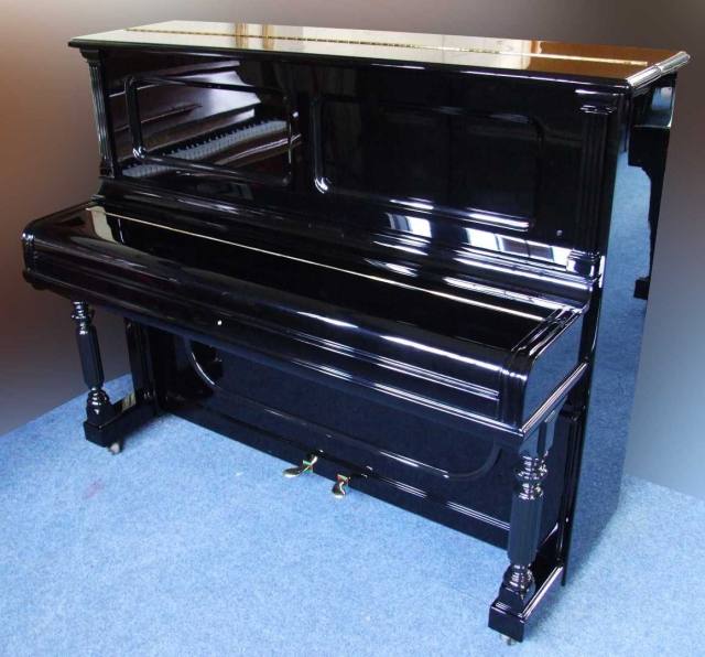 Steinway E upright Piano in black polyester – Inventory thumbnail – Roberts Pianos Oxford