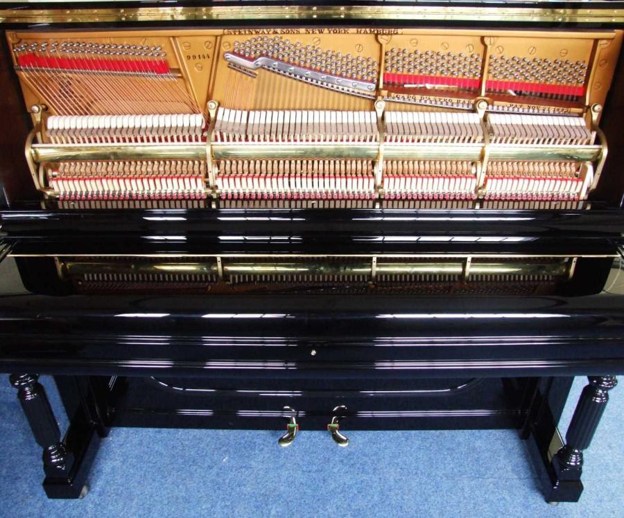 Steinway E upright Piano in black polyester – Gallery image – Roberts Pianos Oxford