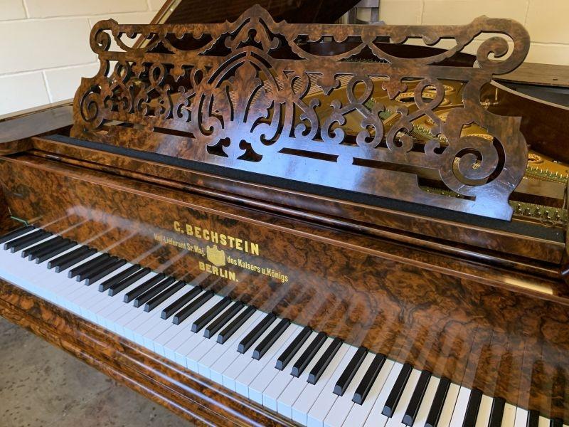 Bechstein V grand Piano in figured walnut – Gallery image – Roberts Pianos Oxford