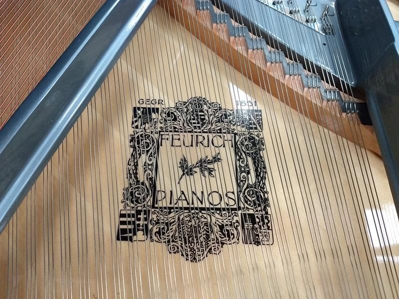 Feurich 179 grand Piano in black polyester – Gallery image – Roberts Pianos Oxford
