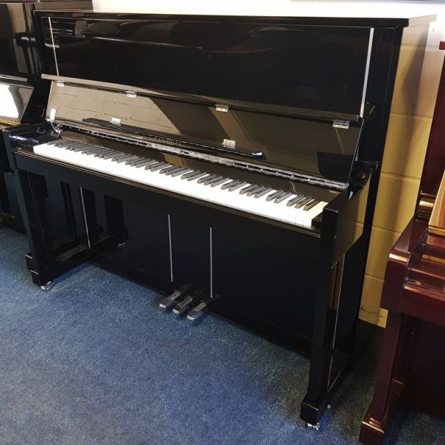 Feurich 125 upright Piano in Black – Inventory thumbnail – Roberts Pianos Oxford