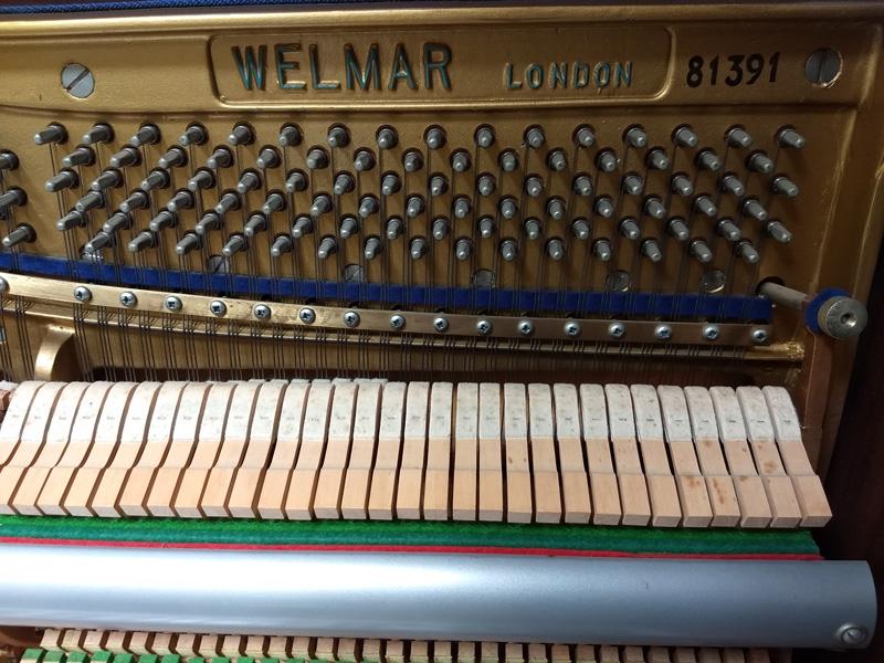 Welmar upright Piano in light walnut/mahogany – Gallery image – Roberts Pianos Oxford