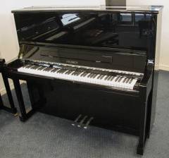 Feurich 133 upright Piano in Black – Inventory thumbnail – Roberts Pianos Oxford