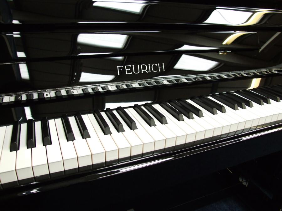 Feurich 122 upright Piano in black – Gallery image – Roberts Pianos Oxford