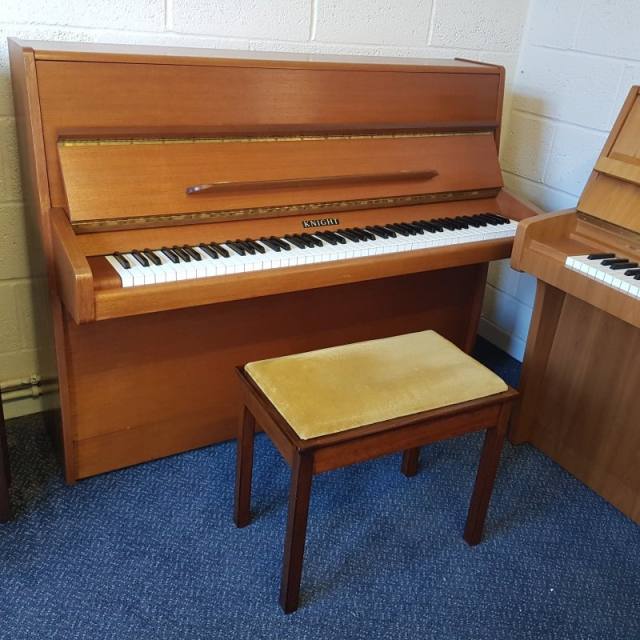 Knight K10 upright Piano in teak – Inventory thumbnail – Roberts Pianos Oxford