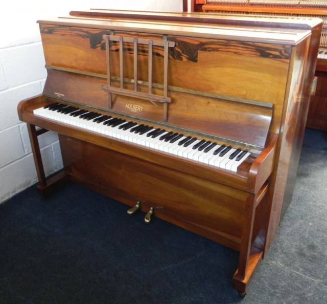 Hulbert Art Deco upright Piano in figured walnut – Inventory thumbnail – Roberts Pianos Oxford
