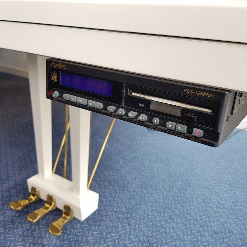 Schimmel with PianoDisk grand Piano in white – Gallery image – Roberts Pianos Oxford