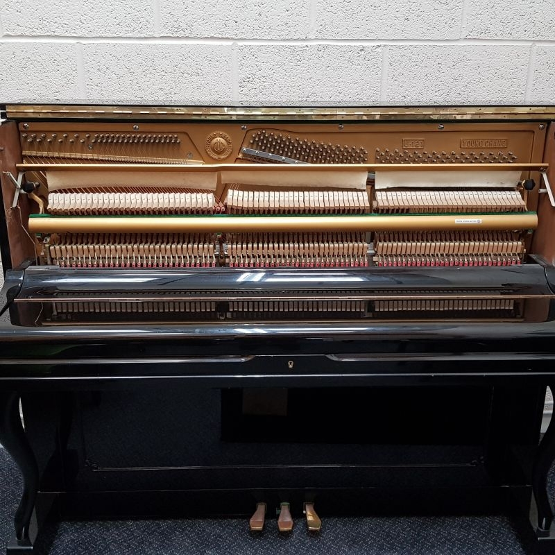 Young Chang upright Piano in black – Gallery image – Roberts Pianos Oxford