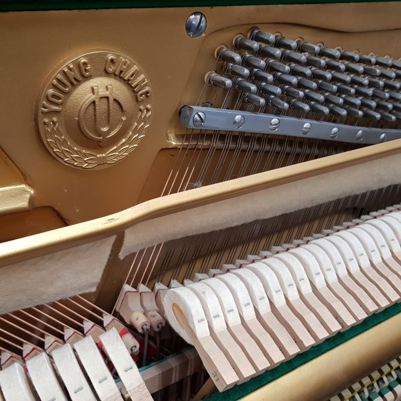 Young Chang upright Piano in black – Gallery image – Roberts Pianos Oxford