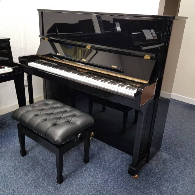 Hoffmann Bechstein T128 upright Piano in bright black – Inventory thumbnail – Roberts Pianos Oxford