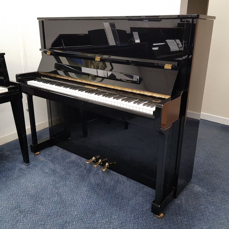 Hoffmann Bechstein T128 upright Piano in bright black – Gallery image – Roberts Pianos Oxford