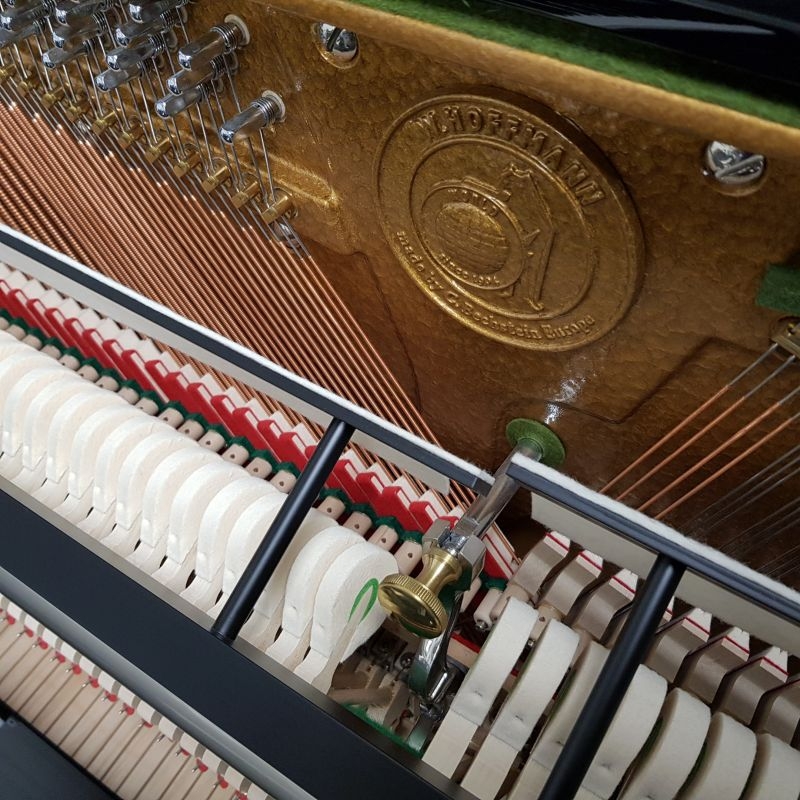 Hoffmann Bechstein T128 upright Piano in bright black – Gallery image – Roberts Pianos Oxford