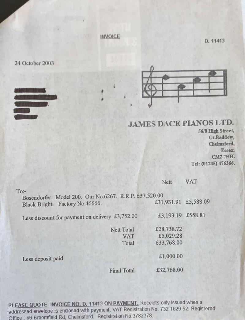Bosendorfer 200 grand Piano in black polyester – Gallery image – Roberts Pianos Oxford