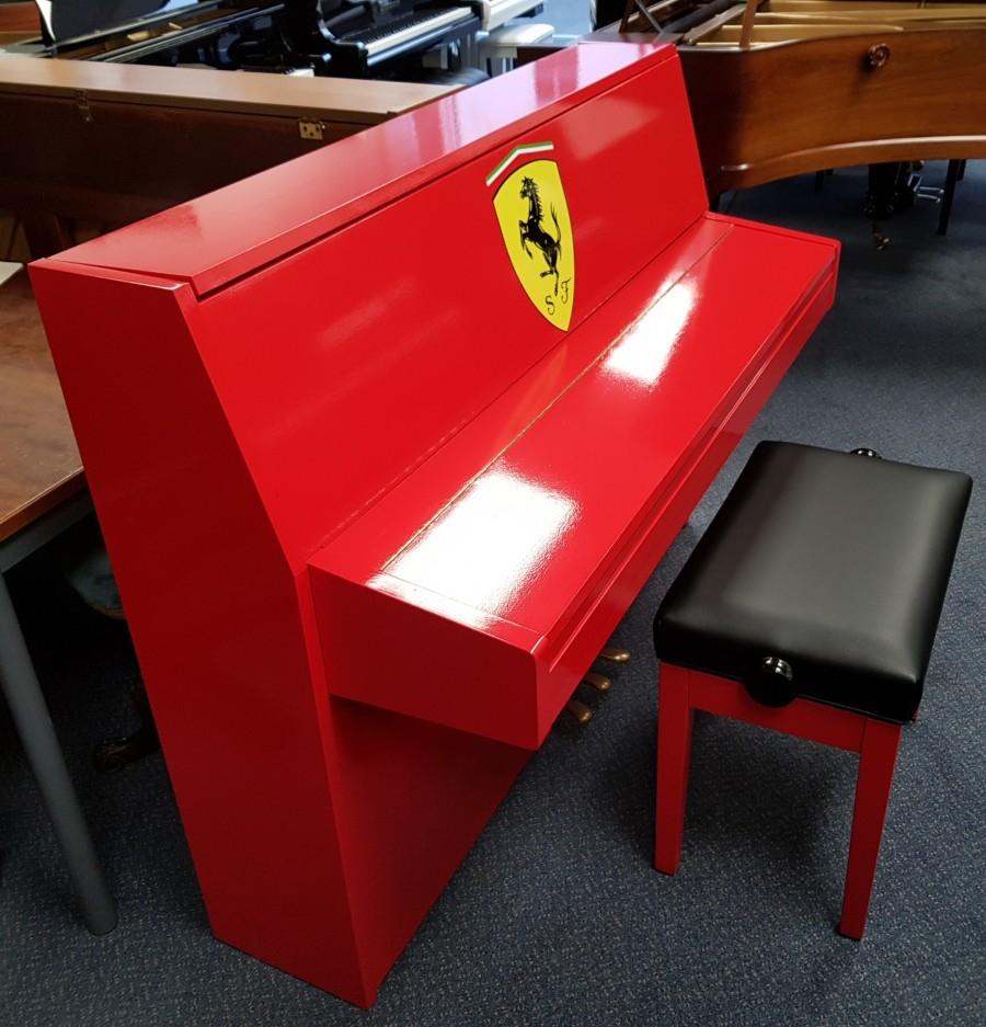 Ferrari Red 107cm upright Piano in Ferrari red – Gallery image – Roberts Pianos Oxford