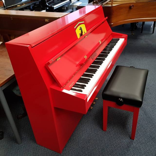 Ferrari Red 107cm upright Piano in Ferrari red – Inventory thumbnail – Roberts Pianos Oxford