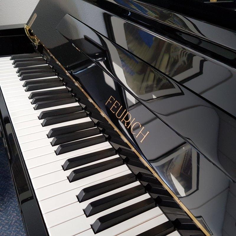 Feurich 133 Concert upright Piano in Black – Gallery image – Roberts Pianos Oxford