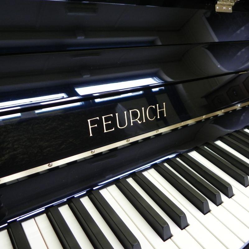 Feurich 122 upright Piano in Black – Gallery image – Roberts Pianos Oxford