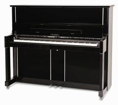 Feurich 125 upright Piano in Black – Inventory thumbnail – Roberts Pianos Oxford