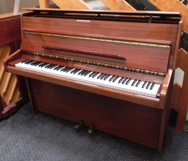 Knight upright Piano in bright mahogany – Inventory thumbnail – Roberts Pianos Oxford