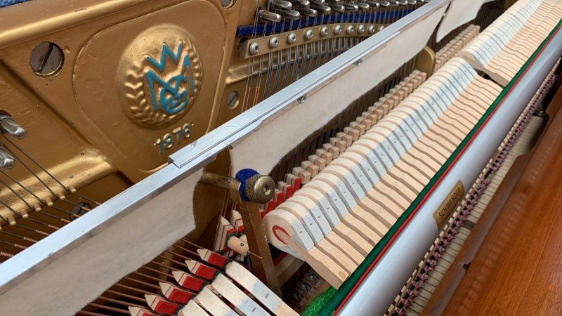 Welmar upright Piano in walnut – Gallery image – Roberts Pianos Oxford