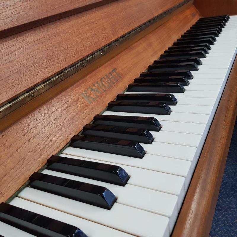 Knight K10 3 pedal upright Piano in teak – Gallery image – Roberts Pianos Oxford