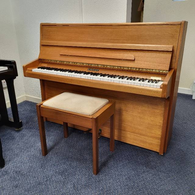 Knight K10 upright Piano in teak – Inventory thumbnail – Roberts Pianos Oxford