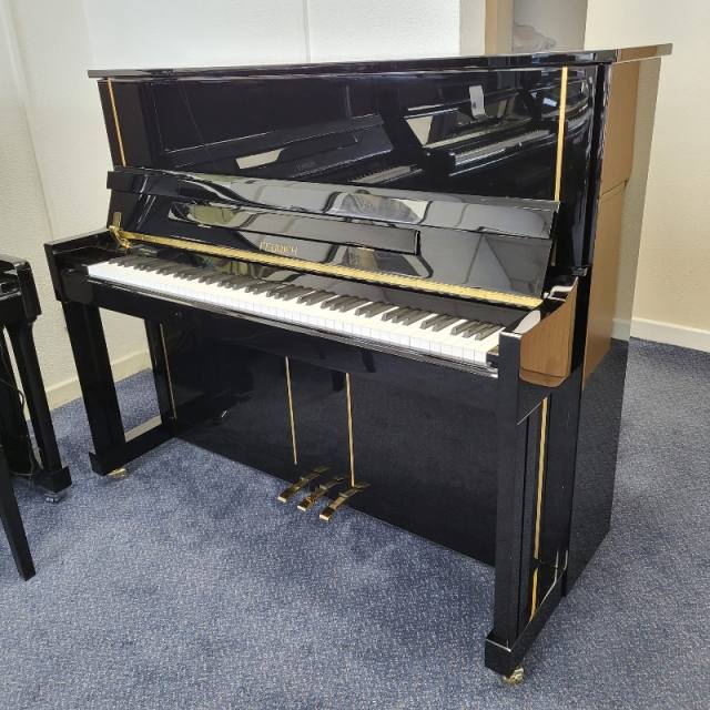 Feurich 125 upright Piano in Black – Inventory thumbnail – Roberts Pianos Oxford