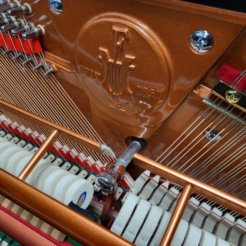 Feurich 125 upright Piano in Black – Gallery image – Roberts Pianos Oxford