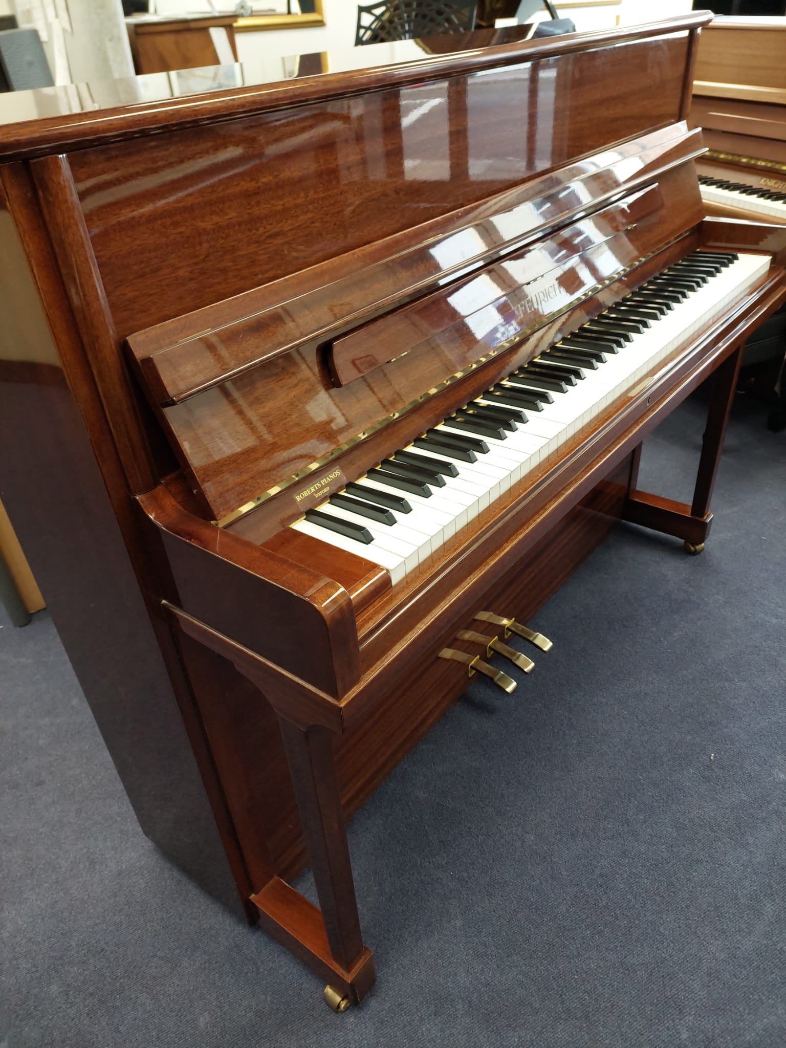 Feurich 120 Upright Piano in Mahogany – Gallery image – Roberts Pianos Oxford