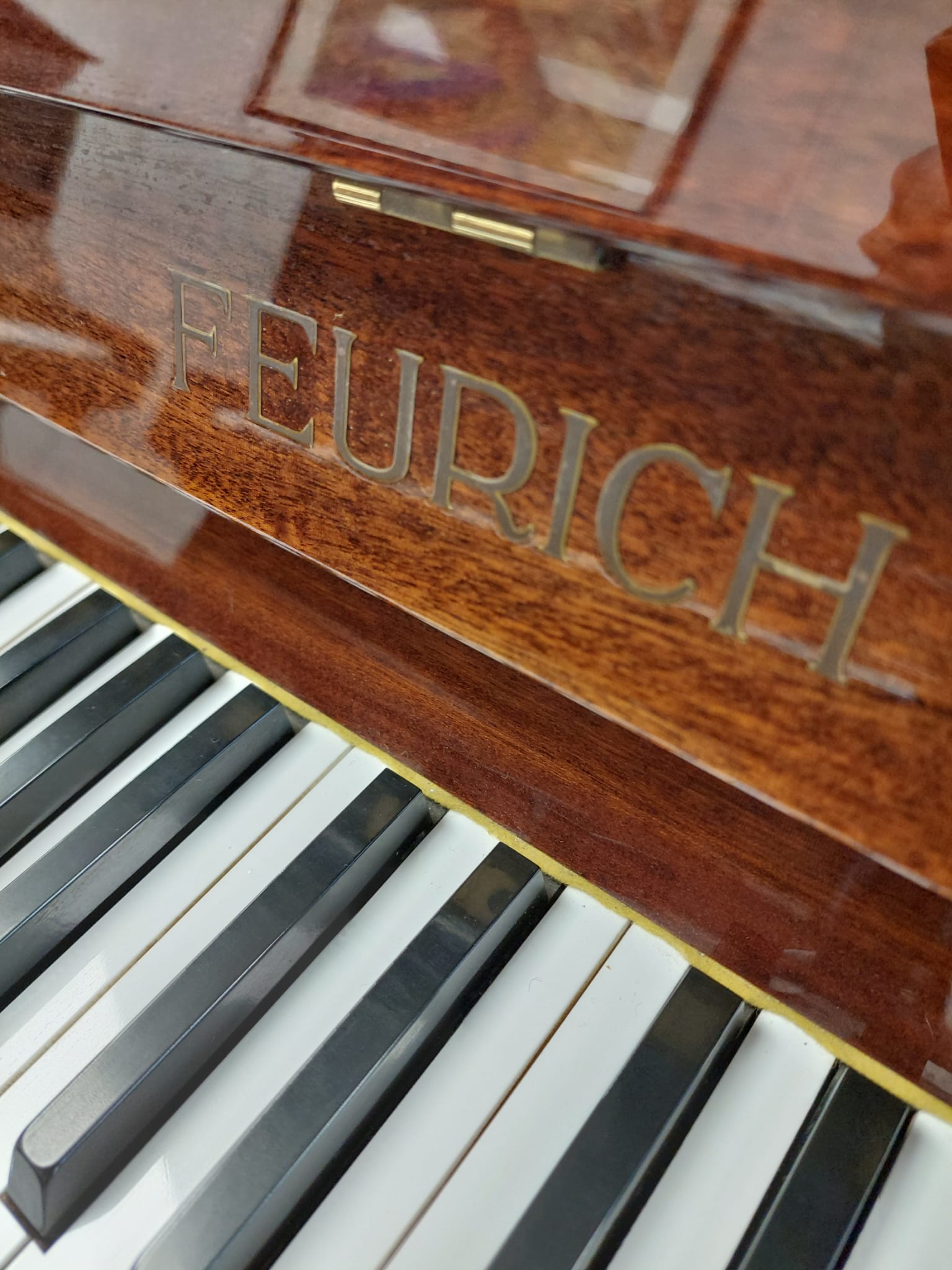 Feurich 120 Upright Piano in Mahogany – Gallery image – Roberts Pianos Oxford