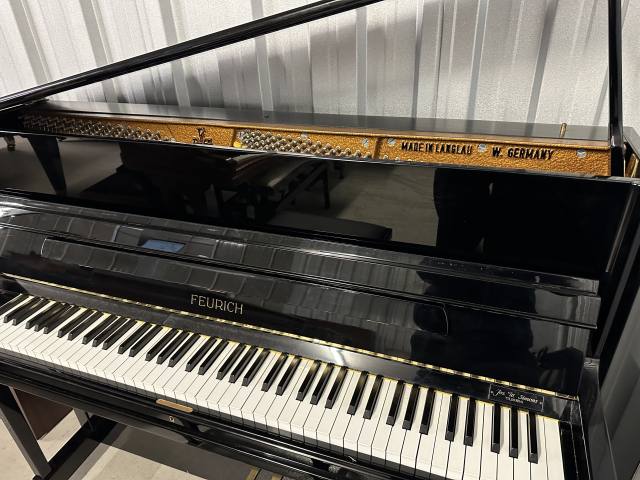 Feurich 122 upright Piano in Black – Inventory thumbnail – Roberts Pianos Oxford