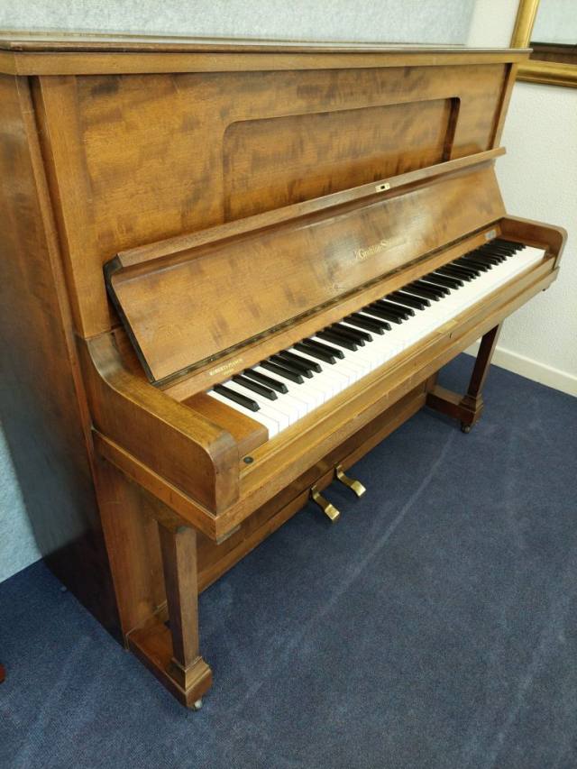 Grotrian Steinweg 120 upright Piano in mahogany – Inventory thumbnail – Roberts Pianos Oxford