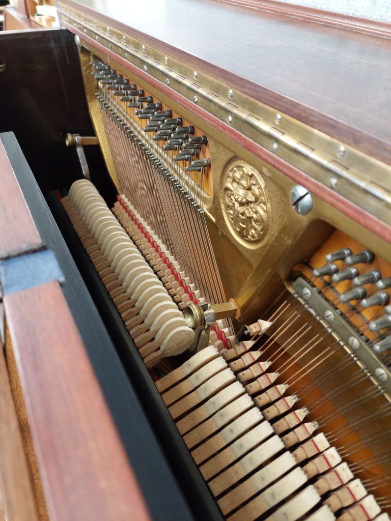 Grotrian Steinweg 120 upright Piano in mahogany – Gallery image – Roberts Pianos Oxford