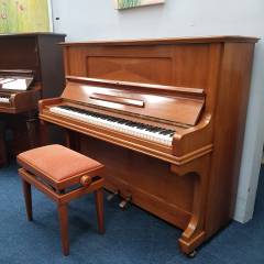 Grotrian Steinweg 120 upright Piano in Light Mahogany / Walnut – Inventory thumbnail – Roberts Pianos Oxford