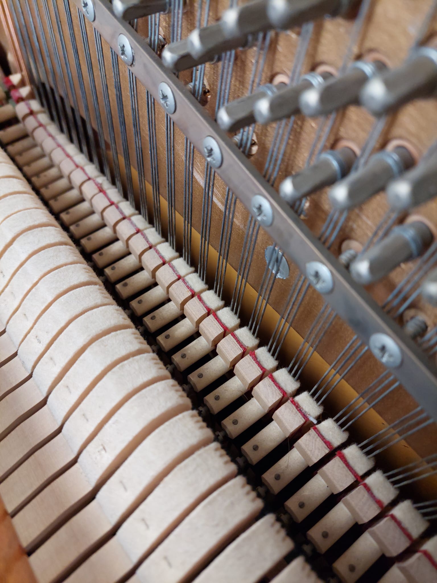 Knight K10 Upright Piano in Teak – Gallery image – Roberts Pianos Oxford